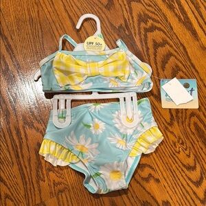 NWT Blue and Yellow Ruffled Bikini Set